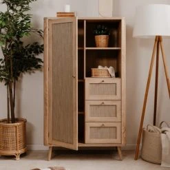 HOMIFAB Buffet Haut Cannage Et Effet Bois Naturel 81 Cm 9 HOMIFAB Buffet Haut Cannage Et Effet Bois Naturel 81 Cm -Boutique Maisons du Monde buffet haut cannage et effet bois naturel 81 cm 3