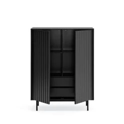 TEULAT Buffet Haut En Bois 2 Portes 2 Tiroirs Noir -Boutique Maisons du Monde buffet haut en bois 2 portes 2 tiroirs noir 2