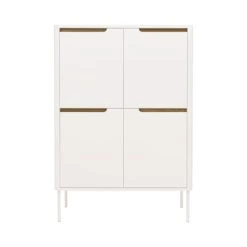 Tenzo Buffet Haut En Bois 4 Portes H128cm Blanc