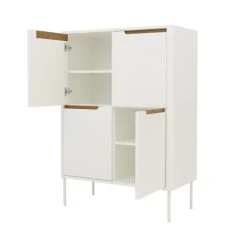Tenzo Buffet Haut En Bois 4 Portes H128cm Blanc -Boutique Maisons du Monde buffet haut en bois 4 portes h128cm blanc 3