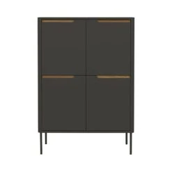 Tenzo Buffet Haut En Bois 4 Portes H128cm Gris Anthracite