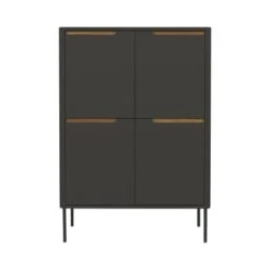 Tenzo Buffet Haut En Bois 4 Portes H128cm Gris Anthracite -Boutique Maisons du Monde buffet haut en bois 4 portes h128cm gris anthracite switch
