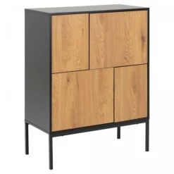 Meubles & Design Buffet Haut En Bois Et Métal Noir 4 Portes