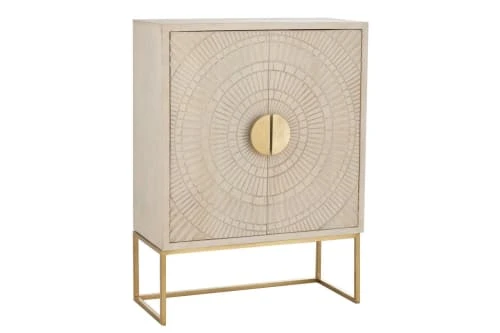 HELLIN Buffet Haut En Manguier Beige/or 2 HELLIN Buffet Haut En Manguier Beige/or – Image 2