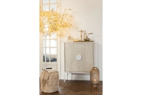 HELLIN Buffet Haut En Manguier Beige/or 3 HELLIN Buffet Haut En Manguier Beige/or – Image 3