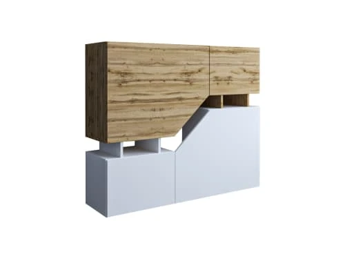 Best Mobilier Buffet Haut Industriel 120 Cm Bois / Blanc 4 Best Mobilier Buffet Haut Industriel 120 Cm Bois / Blanc – Image 4