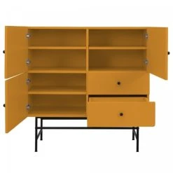 Meubles & Design Buffet Haut Moderne En Bois Et Métal 3 Placards 2 Tiroirs Moutarde 10 Meubles & Design Buffet Haut Moderne En Bois Et Métal 3 Placards 2 Tiroirs Moutarde -Boutique Maisons du Monde buffet haut moderne en bois et metal 3 placards 2 tiroirs moutarde 4