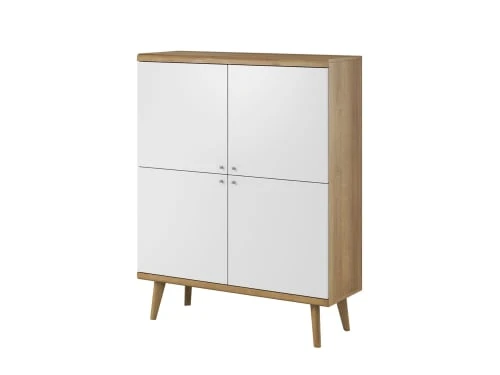 Best Mobilier Buffet Haut Scandinave 107 Cm Bois / Blanc 2 Best Mobilier Buffet Haut Scandinave 107 Cm Bois / Blanc – Image 2