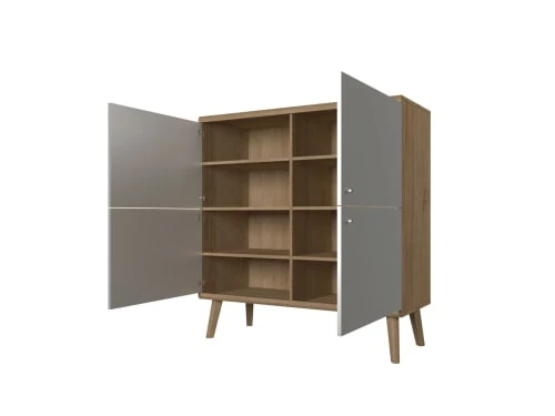 Best Mobilier Buffet Haut Scandinave 107 Cm Bois / Blanc 3 Best Mobilier Buffet Haut Scandinave 107 Cm Bois / Blanc – Image 3