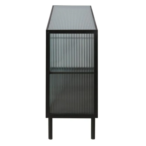 Zago Buffet Indus Métal Noir Et Verre Trempé Texturé 3 Portes 5 Zago Buffet Indus Métal Noir Et Verre Trempé Texturé 3 Portes – Image 5
