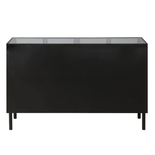 Zago Buffet Indus Métal Noir Et Verre Trempé Texturé 3 Portes 6 Zago Buffet Indus Métal Noir Et Verre Trempé Texturé 3 Portes – Image 6