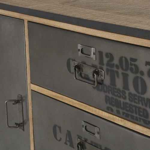 Maisons Du Monde Buffet Industriel 2 Portes 3 Tiroirs En Métal Gris Anthracite Vieilli 3 Maisons Du Monde Buffet Industriel 2 Portes 3 Tiroirs En Métal Gris Anthracite Vieilli – Image 3