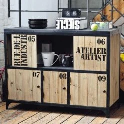 Maisons Du Monde Buffet Industriel En Métal Noir Et Bois De Sapin -Boutique Maisons du Monde buffet industriel en metal noir et bois de sapin 1000 9 15 110305 2