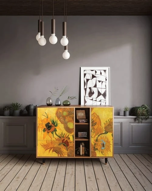 Storyz Buffet Jaune 3 Tiroirs Et 1 Porte L 125 Cm 2 Storyz Buffet Jaune 3 Tiroirs Et 1 Porte L 125 Cm – Image 2