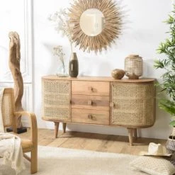 MACABANE Buffet Marron 2 Portes 3 Tiroirs Bois De Jamelonier Et Cannage 11 MACABANE Buffet Marron 2 Portes 3 Tiroirs Bois De Jamelonier Et Cannage -Boutique Maisons du Monde buffet marron 2 portes 3 tiroirs bois de jamelonier et cannage 5