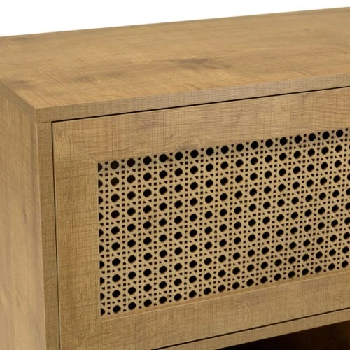 MACABANE Buffet Marron 3 Niches 3 Portes Effet Cannage Pieds Métal 3 MACABANE Buffet Marron 3 Niches 3 Portes Effet Cannage Pieds Métal – Image 3