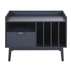 Maisons Du Monde Buffet Meuble à Vinyles 1 Tiroir 4 Niches Bleu Foncé