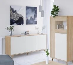 Alternative view of Dmora Buffet Moderne 3 Portes Effet Bois Et Blanc