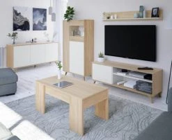 Dmora Buffet Moderne 3 Portes Effet Bois Et Blanc -Boutique Maisons du Monde buffet moderne 3 portes effet bois et blanc 3