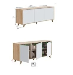Dmora Buffet Moderne 3 Portes Effet Bois Et Blanc -Boutique Maisons du Monde buffet moderne 3 portes effet bois et blanc 4