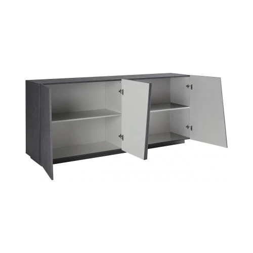 Dmora Buffet Moderne 4 Portes Effet Bois Gris Ardoise 3 Dmora Buffet Moderne 4 Portes Effet Bois Gris Ardoise – Image 3
