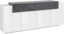 Dmora Buffet Moderne 5 Portes Effet Bois Blanc