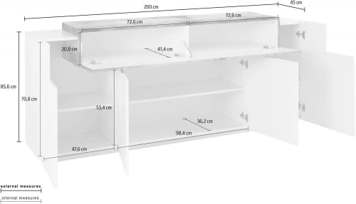 Dmora Buffet Moderne 5 Portes Effet Bois Blanc 4 Dmora Buffet Moderne 5 Portes Effet Bois Blanc – Image 4