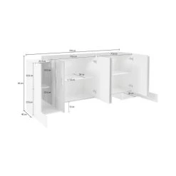Dmora Buffet Moderne à 6 Portes Effet Bois Blanc -Boutique Maisons du Monde buffet moderne a 6 portes effet bois blanc 3