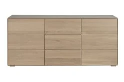 HELLIN Buffet Moderne En Bois De Chêne Massif Naturel 2 Portes 3 Tiroirs L180