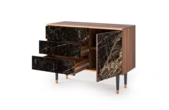 Storyz Buffet Noir 3 Tiroirs Et 1 Porte L 115 Cm -Boutique Maisons du Monde buffet noir 3 tiroirs et 1 porte l 115 cm 5