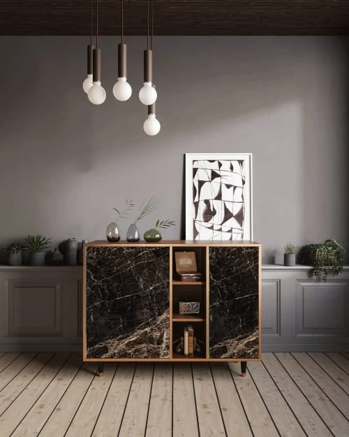 Storyz Buffet Noir 3 Tiroirs Et 1 Porte L 125 Cm 2 Storyz Buffet Noir 3 Tiroirs Et 1 Porte L 125 Cm – Image 2