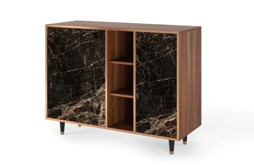 Storyz Buffet Noir 3 Tiroirs Et 1 Porte L 125 Cm 3 Storyz Buffet Noir 3 Tiroirs Et 1 Porte L 125 Cm – Image 3