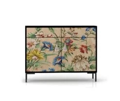 RNT By Really Nice Things Buffet Pin Massif 2 Portes Et 2 Tiroirs Imprimé Floral