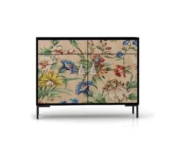 RNT By Really Nice Things Buffet En Pin Massif 2 Portes Et 2 Tiroirs Imprimé Floral 4 RNT By Really Nice Things Buffet En Pin Massif 2 Portes Et 2 Tiroirs Imprimé Floral – Image 4