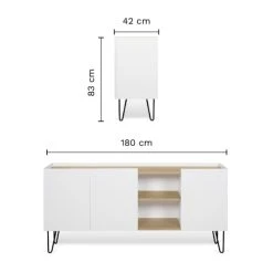 TEMAHOME Buffet Placage Chêne Clair Et Blanc -Boutique Maisons du Monde buffet placage chene clair et blanc 4