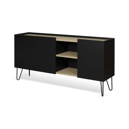 TEMAHOME Buffet Placage Chêne Clair Et Noir 3 TEMAHOME Buffet Placage Chêne Clair Et Noir – Image 3