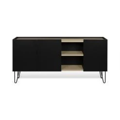 TEMAHOME Buffet Placage Chêne Clair Et Noir