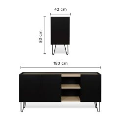TEMAHOME Buffet Placage Chêne Clair Et Noir 10 TEMAHOME Buffet Placage Chêne Clair Et Noir -Boutique Maisons du Monde buffet placage chene clair et noir 4