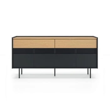 TEMAHOME Buffet Placage Chêne Et Noir 5 TEMAHOME Buffet Placage Chêne Et Noir – Image 5