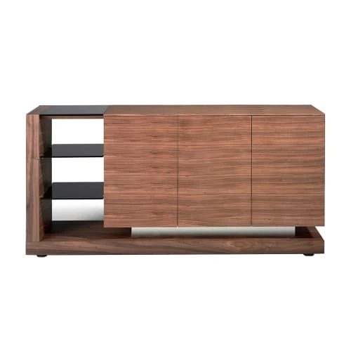 Angel Cerda Buffet Placage Noyer Avec étagères En Verre Teinté Trois Portes 3 Angel Cerda Buffet Placage Noyer Avec étagères En Verre Teinté Trois Portes – Image 3