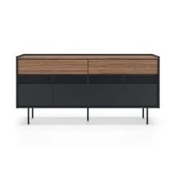 TEMAHOME Buffet Placage Noyer Et Noir Laqué