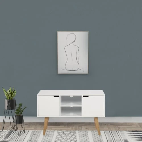 CONCEPT USINE Buffet Scandinave Blanc Avec 2 Placards 2 CONCEPT USINE Buffet Scandinave Blanc Avec 2 Placards – Image 2