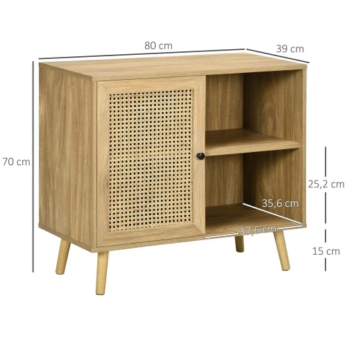 HOMCOM Buffet Style Bohème Porte étagère 2 Niches Aspect Bois Manguier Rotin 3 HOMCOM Buffet Style Bohème Porte étagère 2 Niches Aspect Bois Manguier Rotin – Image 3
