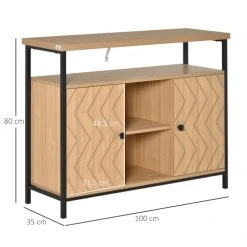 HOMCOM Buffet Style Graphique 2 Portes étagère 2 Niches Métal Noir Bois Clair 8 HOMCOM Buffet Style Graphique 2 Portes étagère 2 Niches Métal Noir Bois Clair -Boutique Maisons du Monde buffet style graphique 2 portes etagere 2 niches metal noir bois clair 2