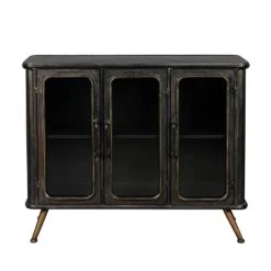 Dutchbone Buffet Style Industriel En Métal Noir Patiné