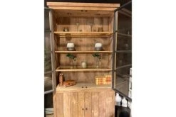 Alternative view of HELLIN Buffet Vaisselier En Bois Recyclé Et Métal 4 Portes éclairage LED