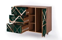 Storyz Buffet Vert 3 Tiroirs Et 1 Porte L 125 Cm -Boutique Maisons du Monde buffet vert 3 tiroirs et 1 porte l 125 cm 4