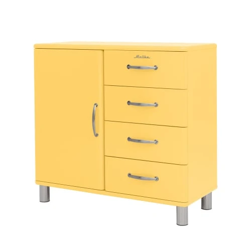 Tenzo Buffet Vintage 1 Porte 4 Tiroirs L98cm Jaune 3 Tenzo Buffet Vintage 1 Porte 4 Tiroirs L98cm Jaune – Image 3