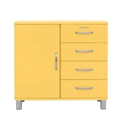 Tenzo Buffet Vintage 1 Porte 4 Tiroirs L98cm Jaune