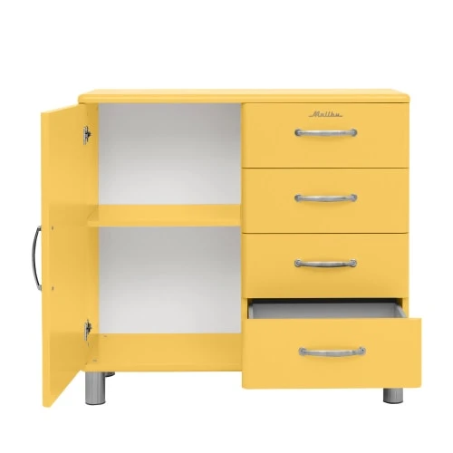 Tenzo Buffet Vintage 1 Porte 4 Tiroirs L98cm Jaune 4 Tenzo Buffet Vintage 1 Porte 4 Tiroirs L98cm Jaune – Image 4